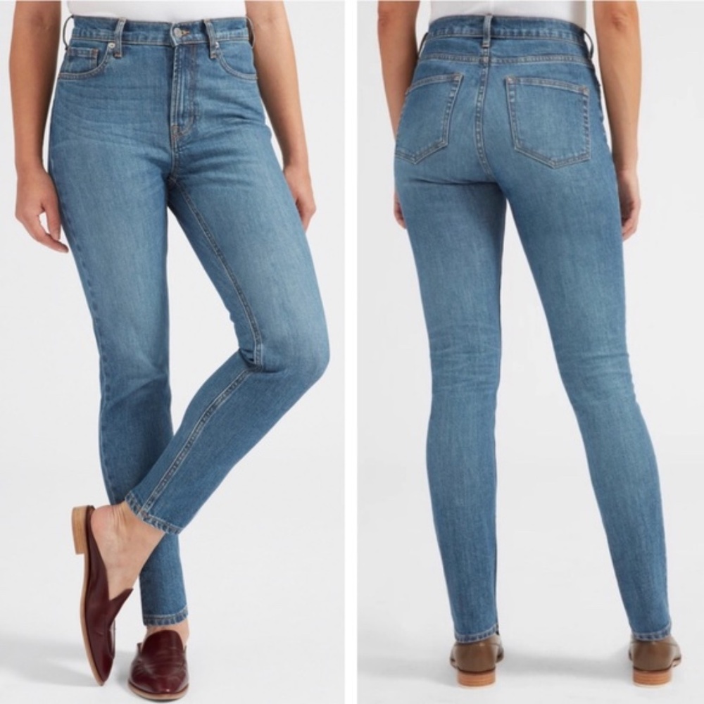 Everlane The High Rise Skinny Jeans in Midi Blue Wash 27Tall